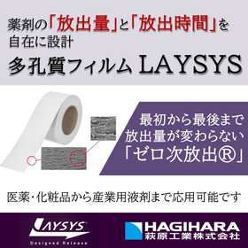 経皮吸収剤など医薬品成分の放出量を一定に保つ多孔質フィルム