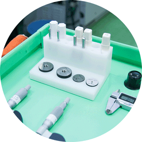Improve inspection efficiency with organized workbenches! Pin gauge stand.