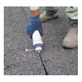 Easy installation! Repair material for joints and cracks in asphalt and concrete.