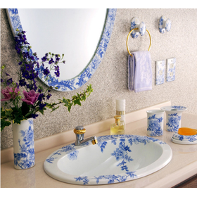 Arita ware hand wash and washbasin bathroom interior "Blue and White Rose Design" *Made in Japan