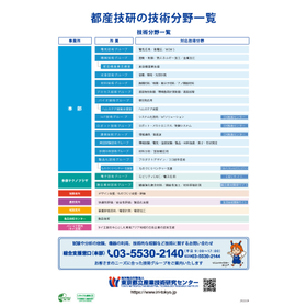 Technical fields of the Tokyo Metropolitan Industrial Technology Research Institute