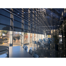 A retractable canopy that harmonizes the indoor design while utilizing sunlight.