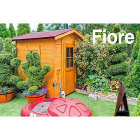 Easy to install because it's panel-based! Wooden storage shed "Fiore."