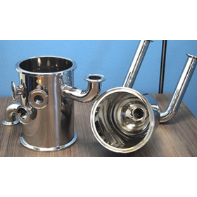 Examples of stainless steel polishing, welding, and sheet metal processing: sanitary piping systems.