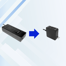ユニファイブの小型化技術で業務用ACアダプターのACコードが不要になる!100Wウォールマウントのご紹介