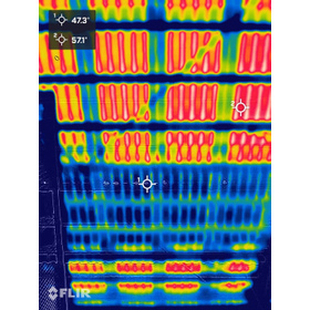 Temperature in the attic during construction. A temperature drop of about 10&deg;C was observed in the completed areas compared to the unfinished areas.