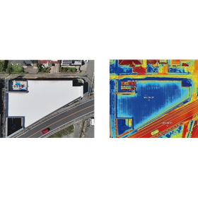 [Case Study 2] Netz Toyota Saitama Kumagaya Store: While the surrounding temperature is approximately 59°C, the surface temperature of the roof where "Innovation Proof RR" was applied is approximately 39°C.