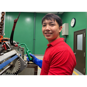 Mr. Nguyen Dinh Man, from Vietnam, has been with us for 7 years and is responsible for barrel plating of copper, bright tin, dull tin, and bright nickel.