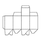 最小販売単位箱としても中間単位箱としても使用される箱です。ワンタッチで組立てが可能です。

構造・形状
地獄底箱の底面を糊接着タイプにした箱です。地獄底箱と比較して、お客様での組立てが容易になっています。

主な用途
安定が良いので、店頭陳列に適しています。また、強度もあるので中間単位箱にも適しています。