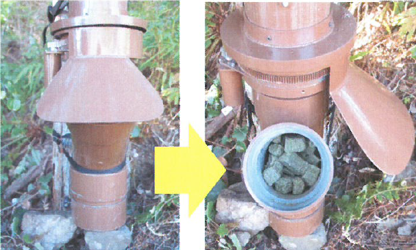 ニホンジカ誘引用自動給餌器「シカ寄せコイコイ」