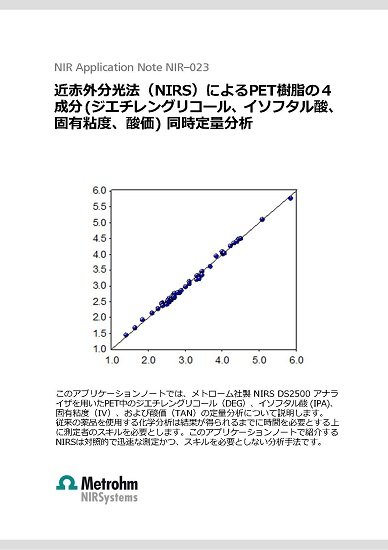 近赤外分析計によるPET樹脂の4成分の同時定量分析【技術資料】