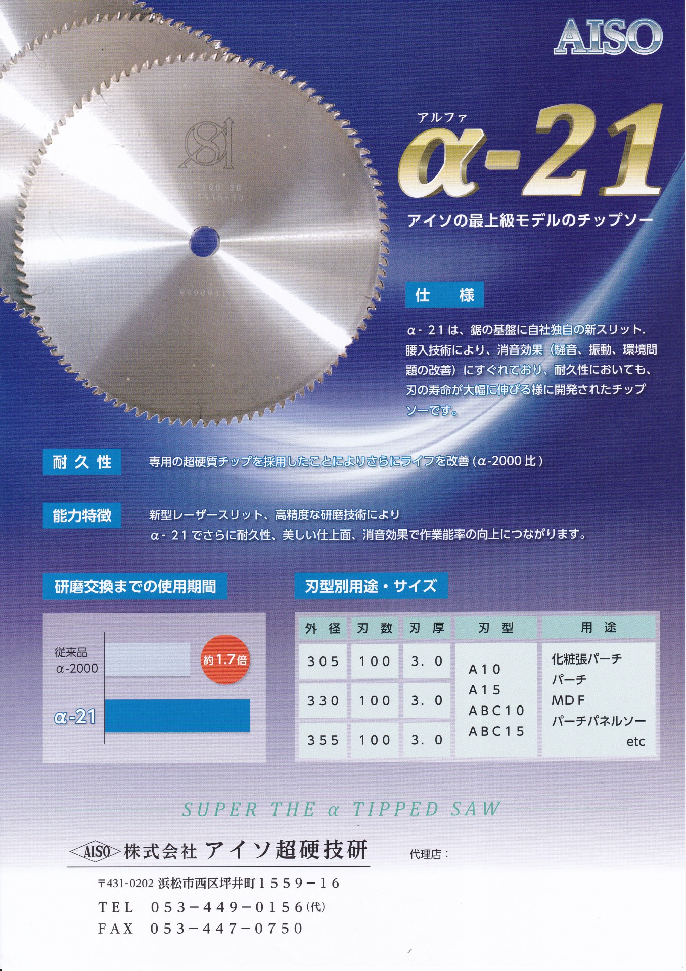 木工用最上級モデル　α-21、α-2000