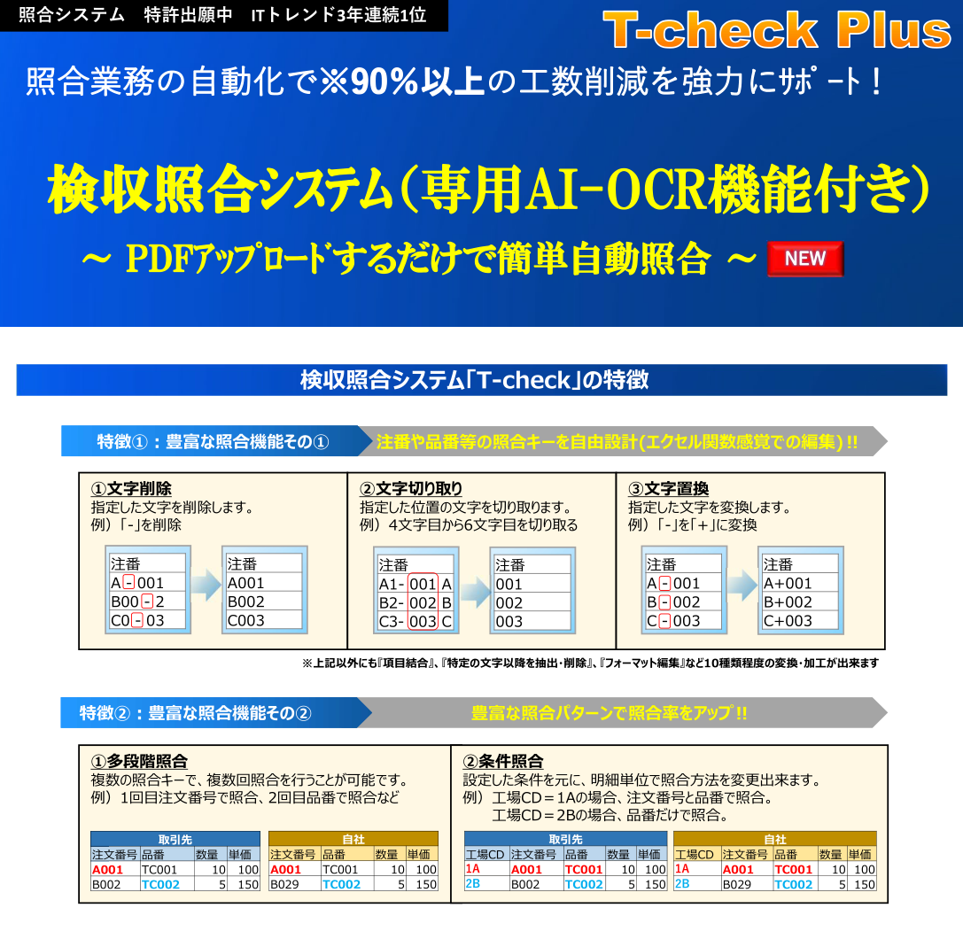 検収照合システム T-check Plus