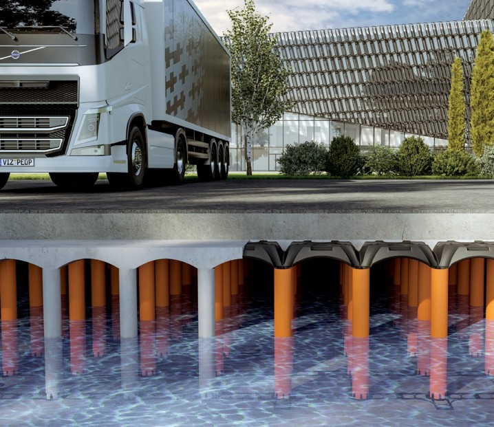 雨水貯留用埋設型プラスチック製型枠システム『エレベータータンク』