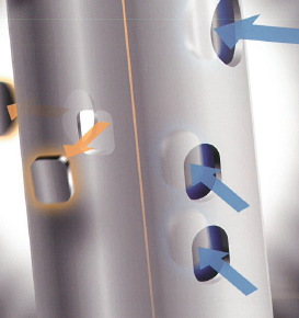 工法『丸パイプへの全方向複数同時穴抜き』