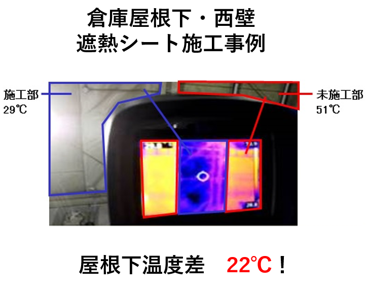 【事例紹介】倉庫屋根下・西壁　高性能遮熱シートを使った熱中症対策