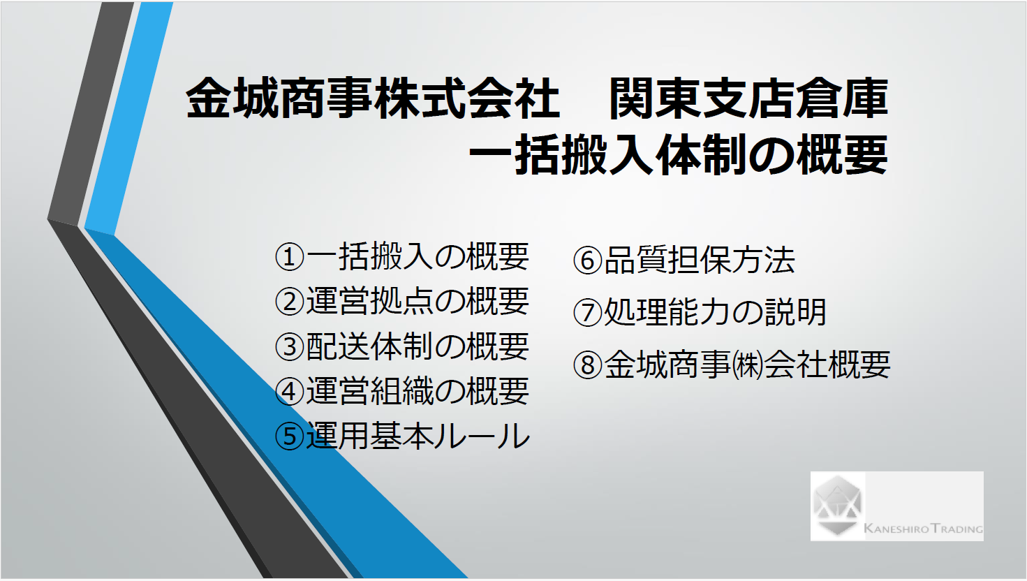 【資料】金城商事株式会社　関東支店倉庫　一括搬入体制の概要