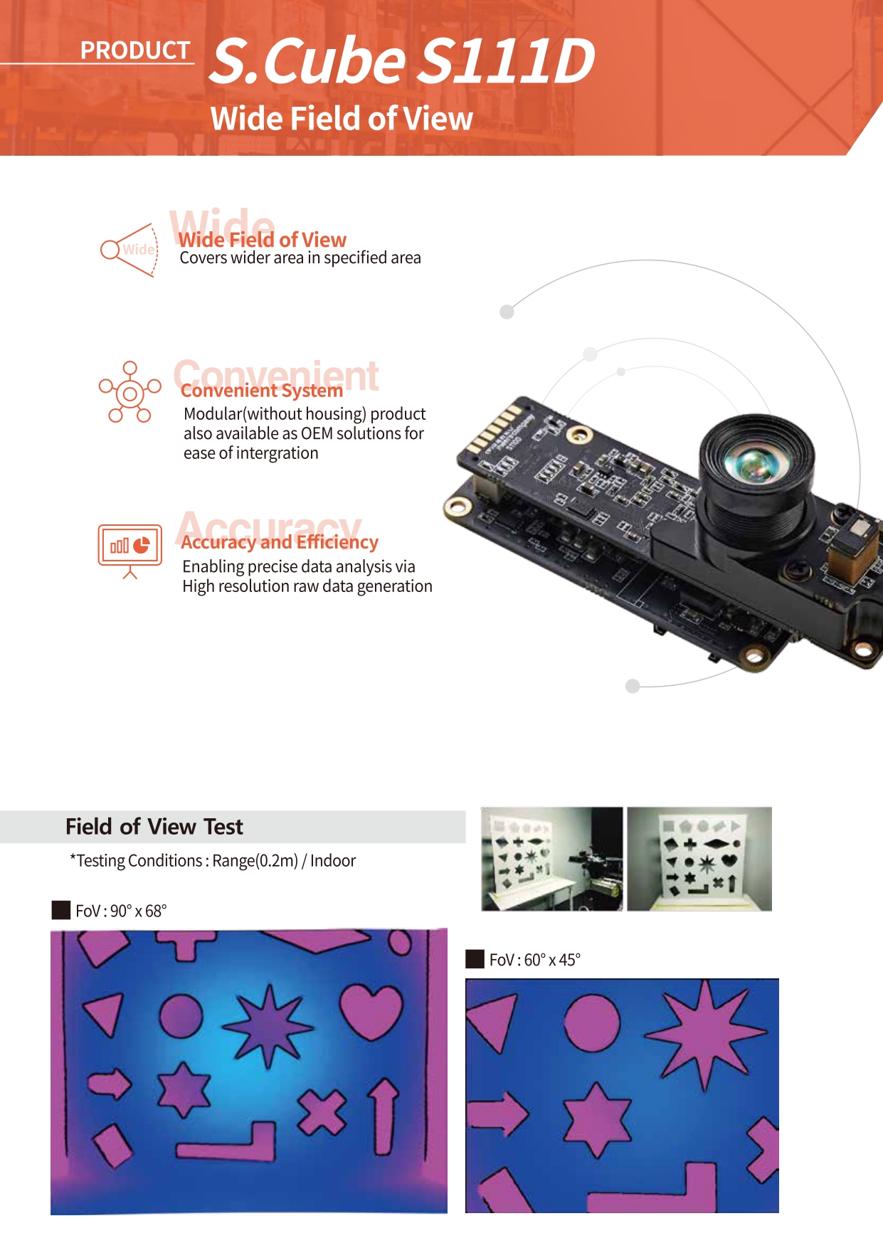 広角・近距離対応】高精度3D-ToFセンサー S111D SE | インタコンポ