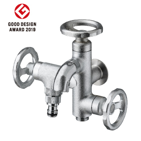 ガーデニング水栓 三口横水栓ウォーターワークス(メッキ)