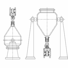 コニカルドライヤ・混合器　粉体やスラリーの投入/排水作業の自動化