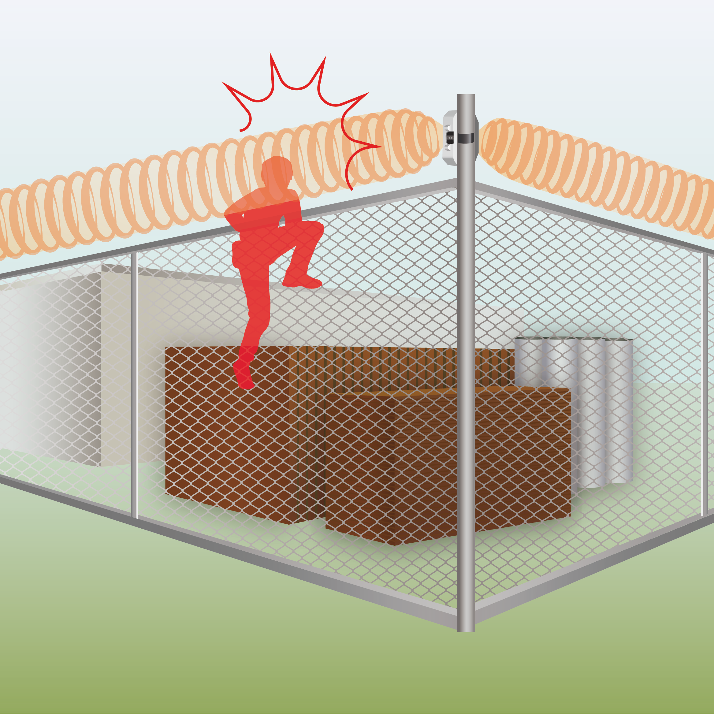 マイクロ波センサ　用途事例【侵入監視】
