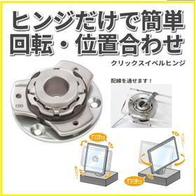 【クリックスイベルヒンジ】レバー操作不要で簡単に仮保持できる