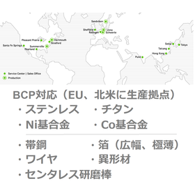 高品位特殊鋼の調達課題に：BCP、海外現地調達（EU、アメリカ）