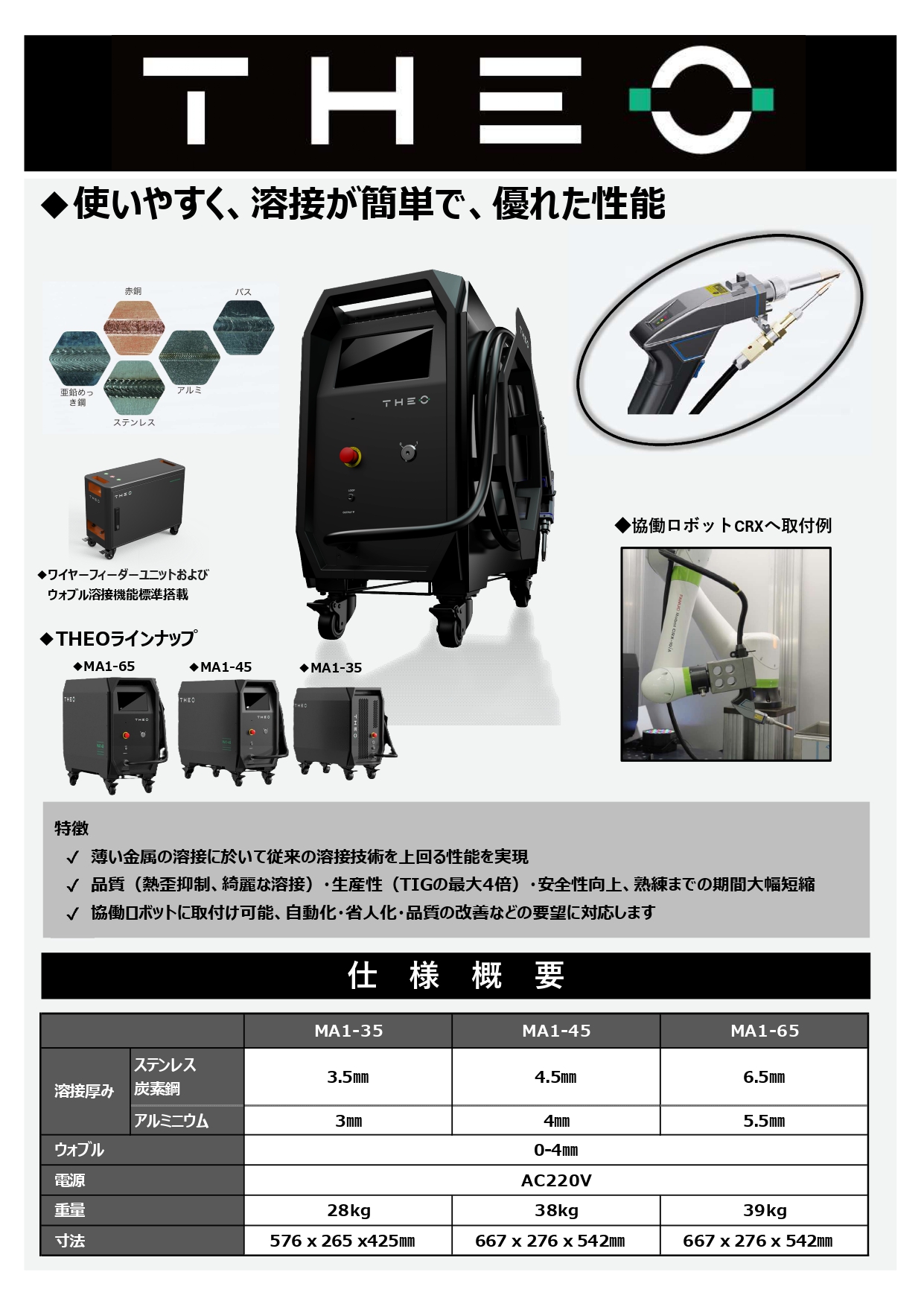 ハンドヘルドレーザ溶接機 『THEO MA1シリーズ』 エル・ビー・ウエルド
