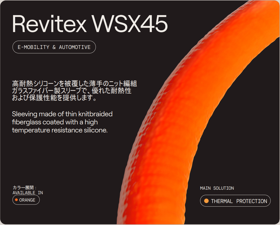 【バスバー保護】シリコーン・ガラス繊維編組スリーブ『WSX45』