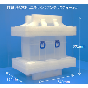 12インチフレームシッピングケースの工場間搬送に最適な緩衝材。