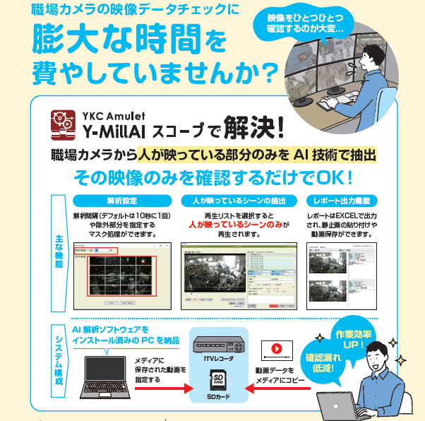 映像に映る“人”だけを自動で抽出 「Y-MillAI スコープ」