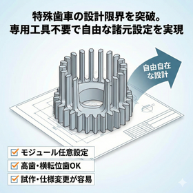 特殊歯車試作の常識を変える。専用工具レスで高精度・短納期対応