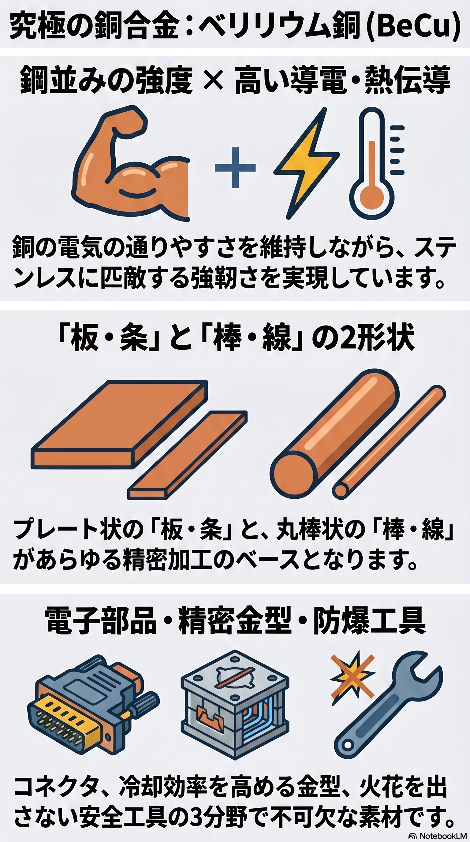 ベリリウム銅の概要と適応業界