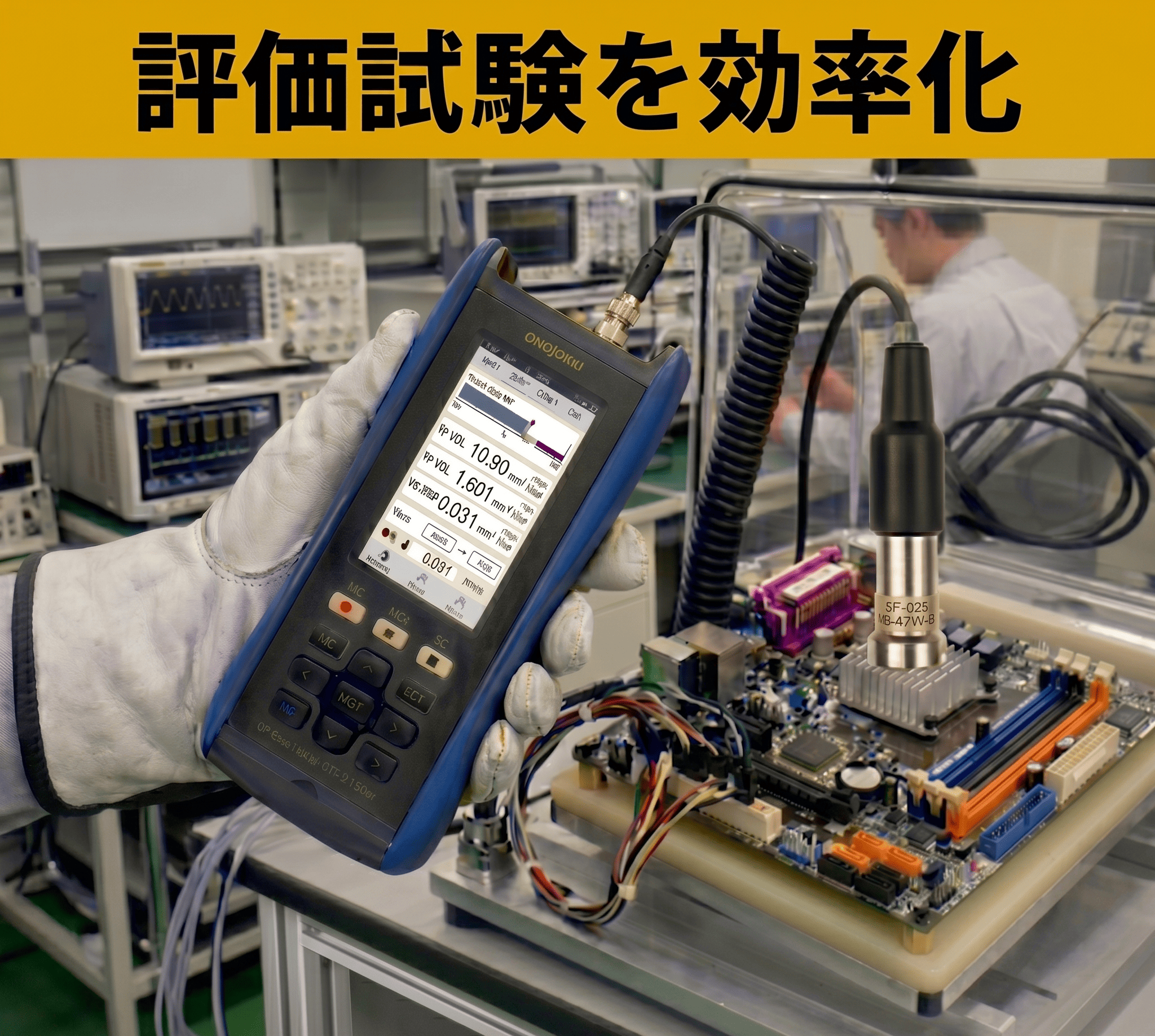 振動3要素（加速度・速度・変位）を同時計測。評価試験を効率化