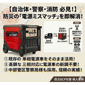 【自治体防災】単相電源車から三相200Vを即座に確保！三相変換機