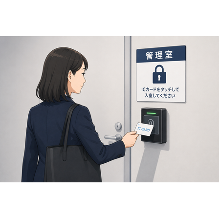 生成された画像：管理室への入室準備.png