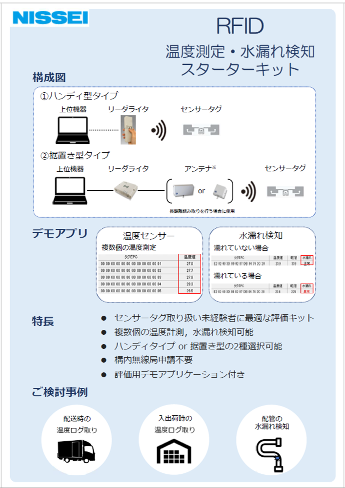 RFID 温度測定・水漏れ検知 スターターキット/IT