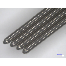 Processing of the R-shaped edge at the tip of round bars made of steel, SUS, titanium, and tungsten.