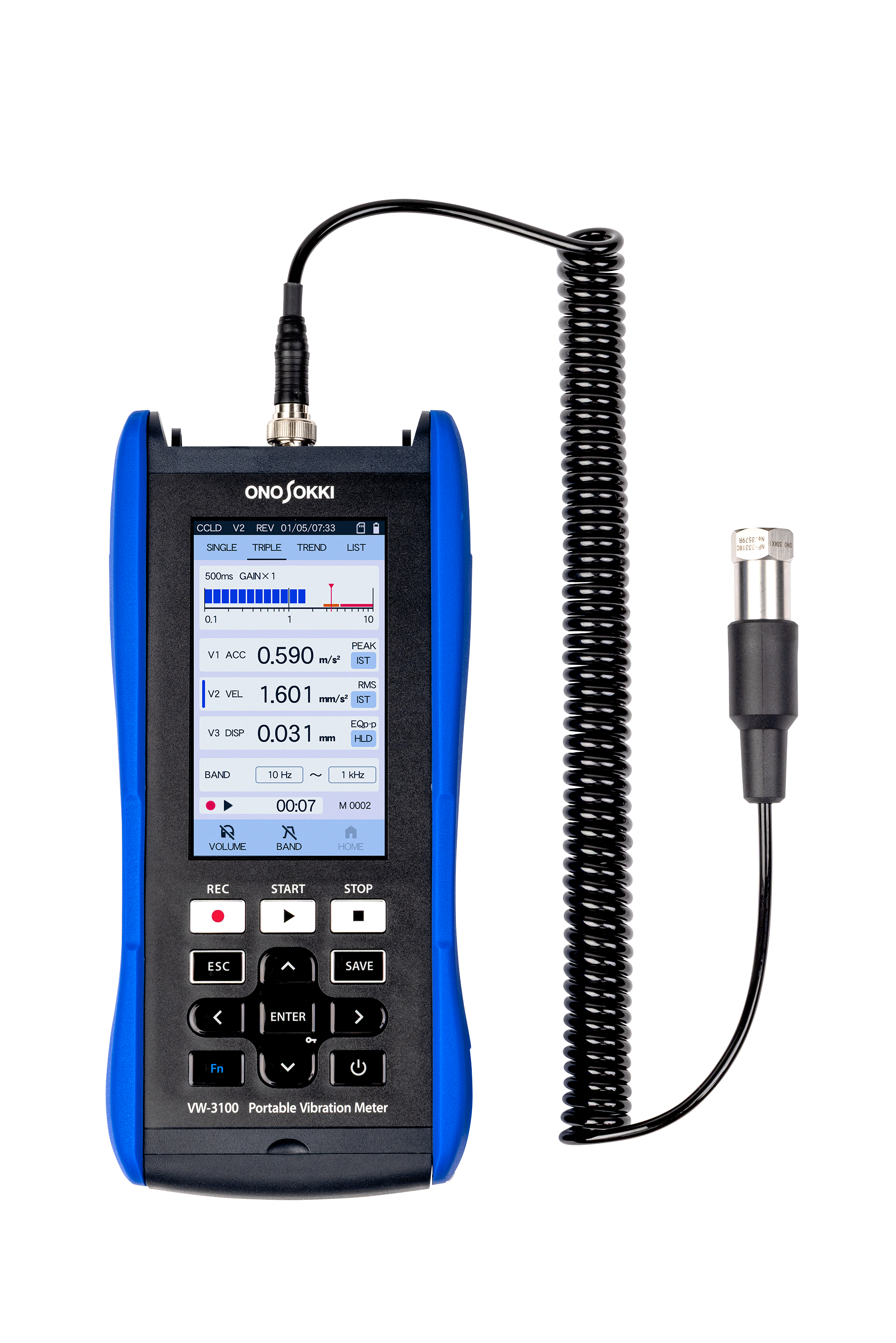 設備の予知保全向け ポータブル振動計VW-3100