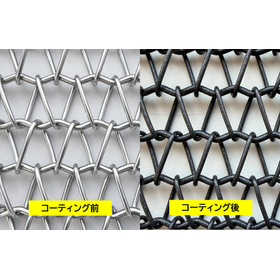 長尺コンベアメッシュへのフッ素樹脂コーティング
