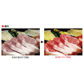 Food-grade LED lighting 'Oishii Iro' that brings out the natural colors of food with natural white light.