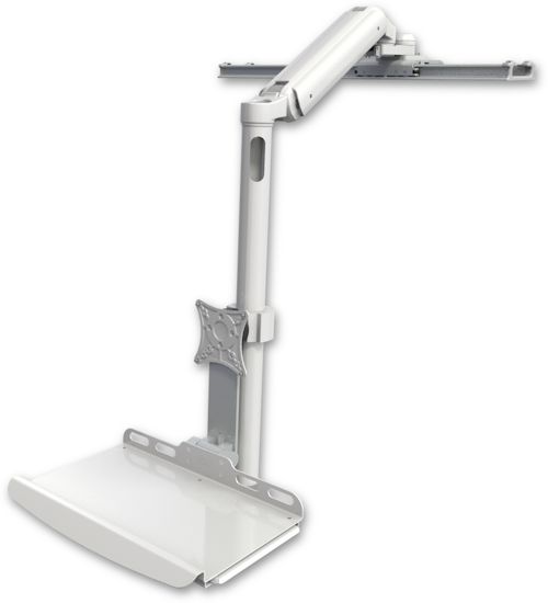 【動作確認済】カスタマーディスプレイ 上向き水平スライドレール付モニターアーム キーボードトレイ付