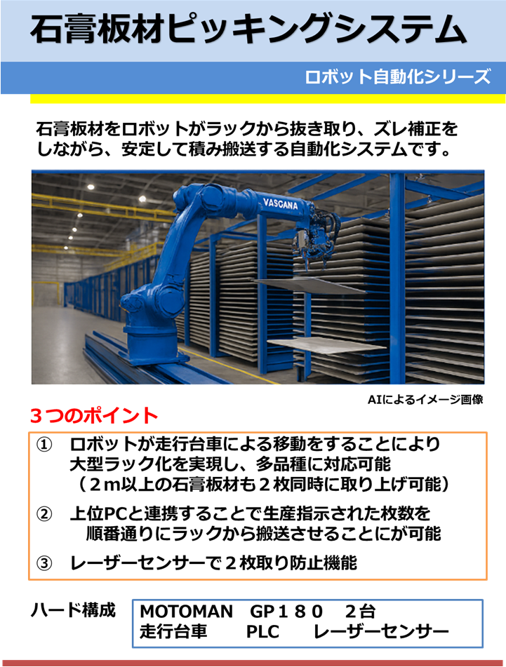 石膏板材ピッキングシステム
