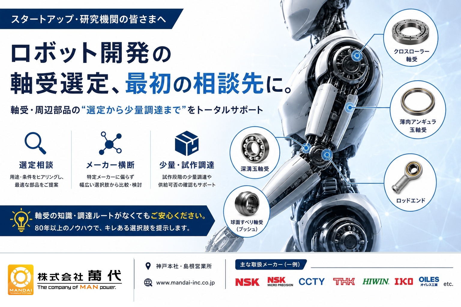 【ヒューマノイドロボット関節用軸受】調達のお悩みを解決します！