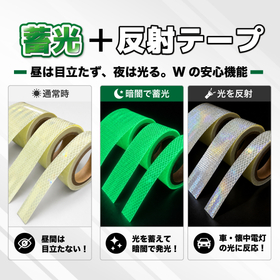 反射機能付き蓄光テープ　災害時の安全対策や事故防止対策に貢献