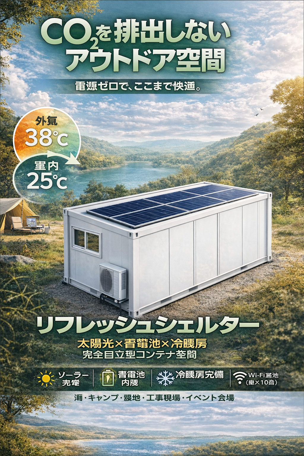 リフレッシュシェルター｜電源不要・CO2ゼロの完全自立型ユニット