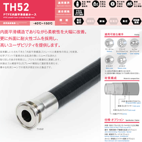 【TH52】内面平滑且つ柔軟性を両立 外面耐火性 PTFEホース
