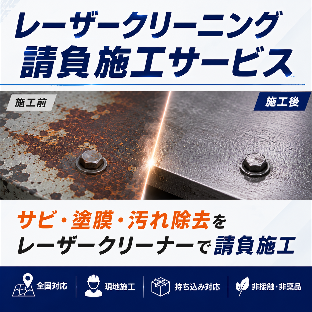 【エネルギー業界向け】レーザークリーニング請負施工