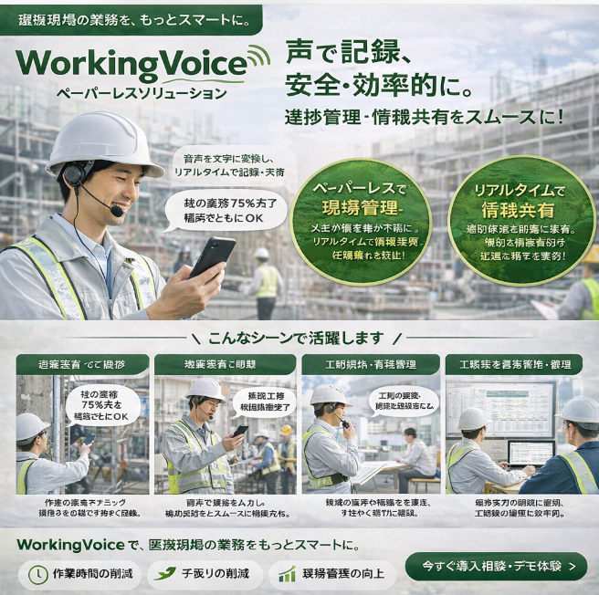 【建設向け】WorkingVoiceペーパーレスソリューション