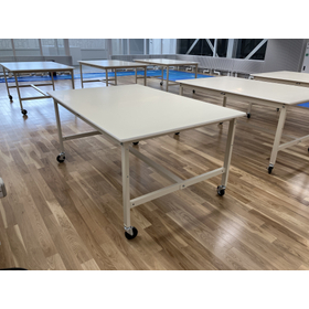 納入事例★ワークテーブル移動式　エッジ色変更/製造工場